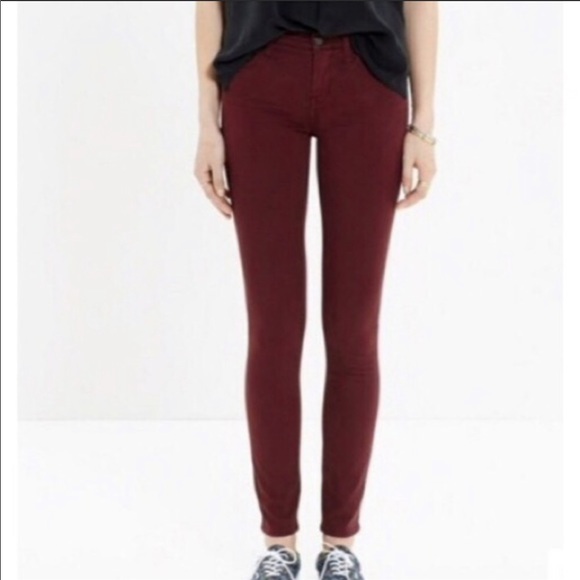 Madewell Denim - Madewell Burgundy High Riser Skinny Jeans 25